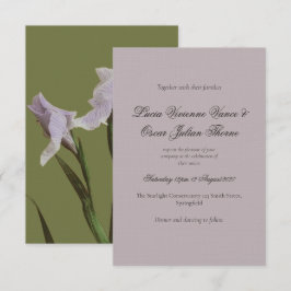 Trouwuitnodiging met Lavendel Iris Bloemen in Kleu RSVP Kaartje