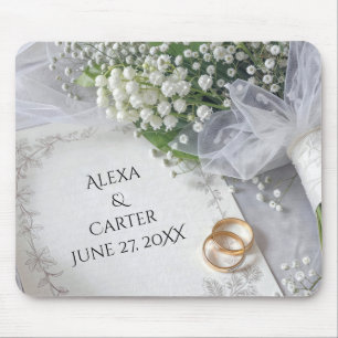 Trouwuitnodiging Met Lelietje-van-dalen Boeket Muismat