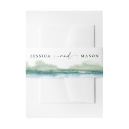 Trouwuitnodiging met maagband voor Mountain Lake-h Uitnodigingen Wikkel