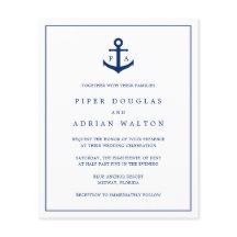 Trouwuitnodiging met monogram anker maritiem budge
