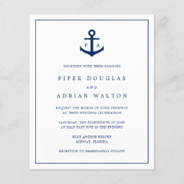 Trouwuitnodiging met monogram anker maritiem budge flyer
