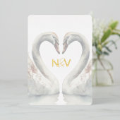 Trouwuitnodiging met monogram en folie uitnodiging (Staand Voorkant)