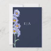 Trouwuitnodiging met Navy Blue Aster Bloemen Kaart (Achterkant)