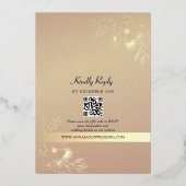 Trouwuitnodiging met Navy Goud Folie QR Code Uitnodiging (Achterkant)