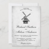 Trouwuitnodiging met oude windmolen kaart (Voorkant)