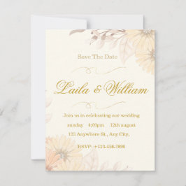Trouwuitnodiging met Pastel Bloemendesign RSVP Kaartje