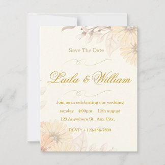 Trouwuitnodiging met Pastel Bloemendesign RSVP Kaartje