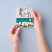 Trouwuitnodiging met QR-code en foto van zee glas  Flyer (Hand)