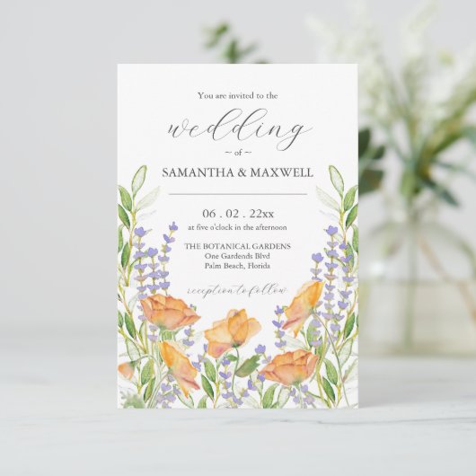 Trouwuitnodiging met QR-code Unieke Bloemen Kaart (Staand voorkant)