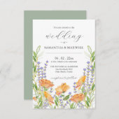 Trouwuitnodiging met QR-code Unieke Bloemen Kaart (Voorkant / Achterkant)