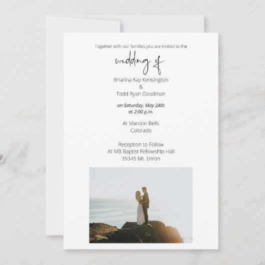 Trouwuitnodiging met religieuze 2 foto kaart (Achterkant)