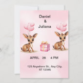 Trouwuitnodiging met roze ballonnen sjabloon, save the date (Voorkant)