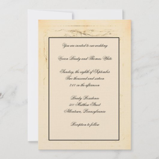 Trouwuitnodiging met Shabby Chic Strik Kaart (Voorkant)