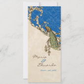 Trouwuitnodiging met Vintage Pauw en Etsen Kaart (Achterkant)