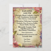 Trouwuitnodiging met vintage perkamentprint kaart (Achterkant)