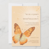 Trouwuitnodiging met watercolor Monarchvlinder Kaart (Voorkant)