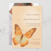 Trouwuitnodiging met watercolor Monarchvlinder Kaart (Voorkant / Achterkant)