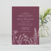 Trouwuitnodiging met wilde bloemen en Maagdenpalm Kaart (Staand voorkant)