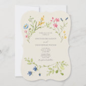 Trouwuitnodiging met wilde bloemen en QR-code Kaart (Voorkant)