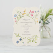 Trouwuitnodiging met wilde bloemen en QR-code Kaart (Staand voorkant)