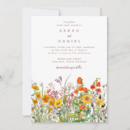 Trouwuitnodiging met wilde bloemen save the date