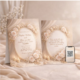Trouwuitnodiging met witte bloemen kaart