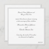 Trouwuitnodiging met witte lijst kaart (Voorkant / Achterkant)