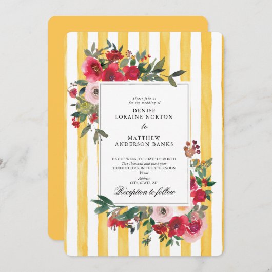 Trouwuitnodiging Narcis Geel Kaart (Voorkant / Achterkant)