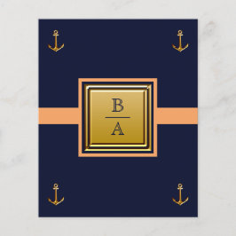 Trouwuitnodiging 'Nautical Blue Orange' goedkoop Flyer