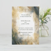 Trouwuitnodiging Navy Goud Abstract Kaart (Staand voorkant)