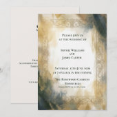 Trouwuitnodiging Navy Goud Abstract Kaart (Voorkant / Achterkant)