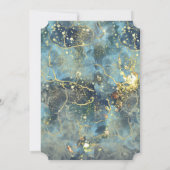 Trouwuitnodiging Navy & Goud Clam Shell Kaart (Achterkant)