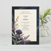 Trouwuitnodiging Navy Thistle Koper Kaart (Staand voorkant)