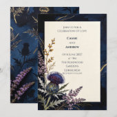 Trouwuitnodiging Navy Thistle Koper Kaart (Voorkant / Achterkant)