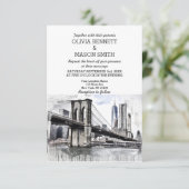Trouwuitnodiging New York City Skyline Brooklyn Kaart (Staand voorkant)