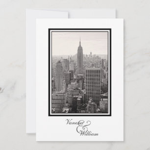 Trouwuitnodiging NYC Skyline ESB BW Kaart
