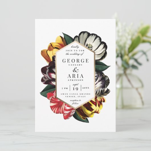 Trouwuitnodiging *Palazzo Grassi* Kaart (Staand voorkant)