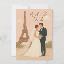 Trouwuitnodiging Parijs | Elegante Eiffeltoren