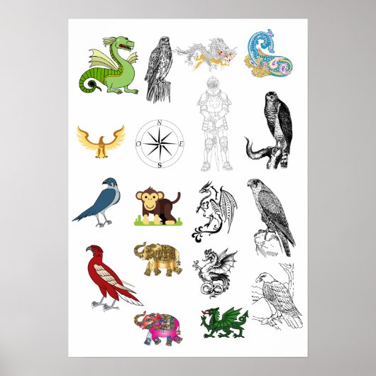 Trouwuitnodiging Poster | Elegante Dierenkunst (Voorkant)