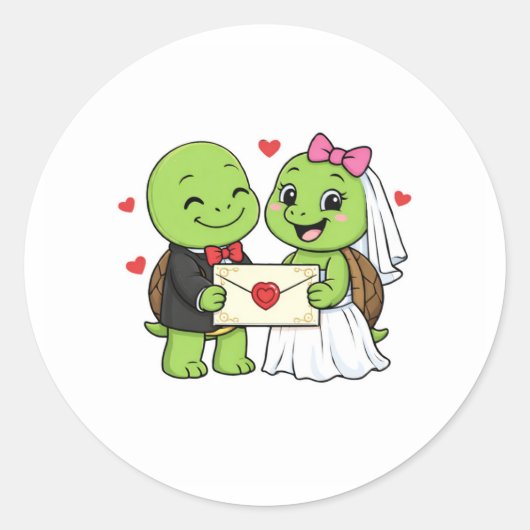 Trouwuitnodiging Ronde Sticker (Voorkant)