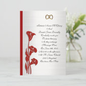 Trouwuitnodiging rood calla lelie kaart (Staand voorkant)