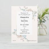 Trouwuitnodiging - roze blauw roos kaart (Staand voorkant)