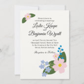 Trouwuitnodiging Roze Bloem Kaart (Voorkant)