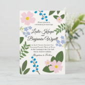 Trouwuitnodiging Roze Bloem Kaart (Staand voorkant)