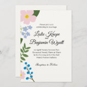 Trouwuitnodiging Roze Bloem Kaart (Voorkant / Achterkant)