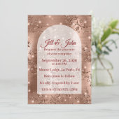 Trouwuitnodiging Roze Goud Gebogen Glitters Kaart (Staand voorkant)