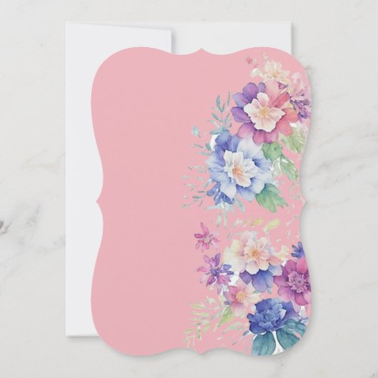 Trouwuitnodiging Roze kleur Bloemen Kaart (Achterkant)