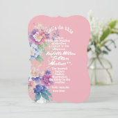 Trouwuitnodiging Roze kleur Bloemen Kaart (Staand voorkant)