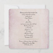 trouwuitnodiging roze linthart met ringen kaart (Achterkant)