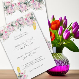 Trouwuitnodiging Roze Pioenrozen Advieskaart